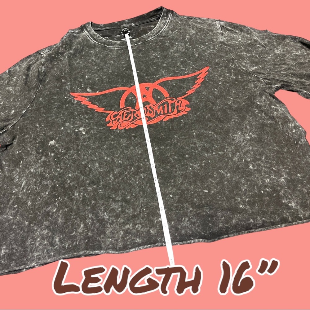 NWOT Nordstrom T&B brand Aerosmith long sleeved cropped t-shirt. Size M 🎸 - Picture 6 of 9